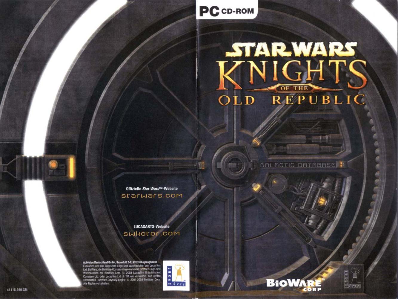 Star Wars: Knights of the Old Republic - zadn vnitn CD obal