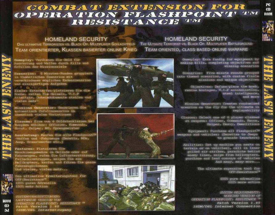 Operation Flashpoint: Resistance: The Last Enemy - zadn CD obal