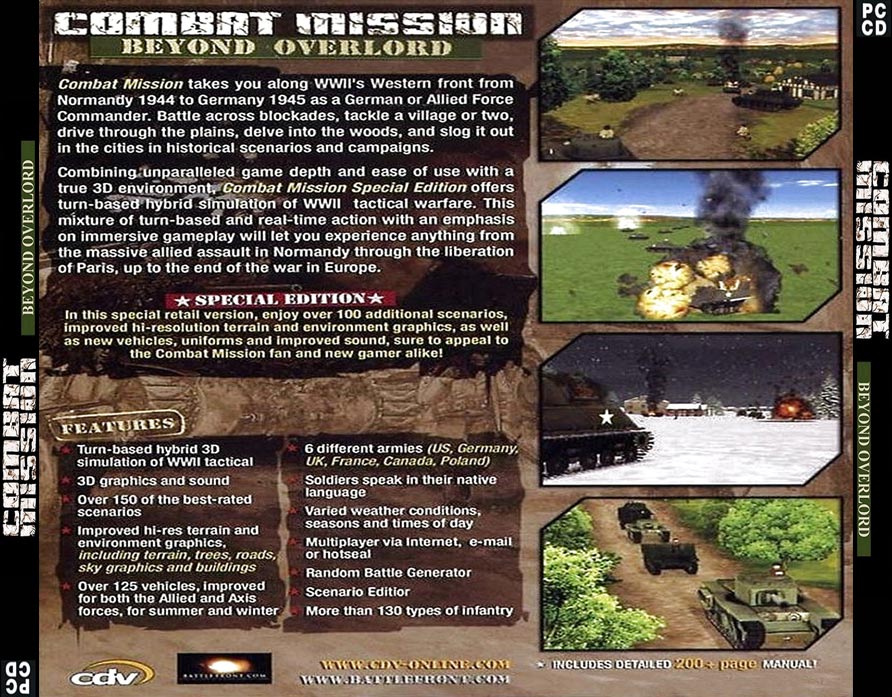 Combat Mission: Beyond Overlord - zadn CD obal