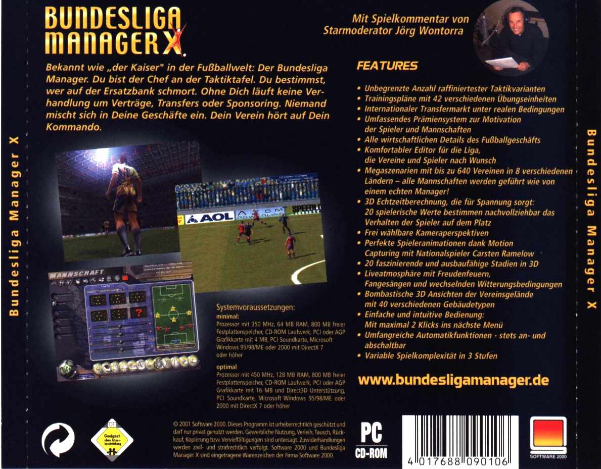 Bundesliga Manager X - zadn CD obal