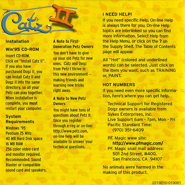Catz II: Your Virtual Petz - pedn vnitn CD obal
