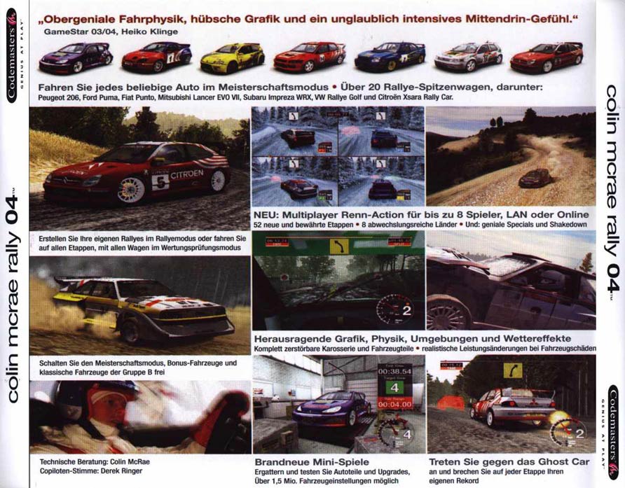 Colin McRae Rally 04 - zadn CD obal
