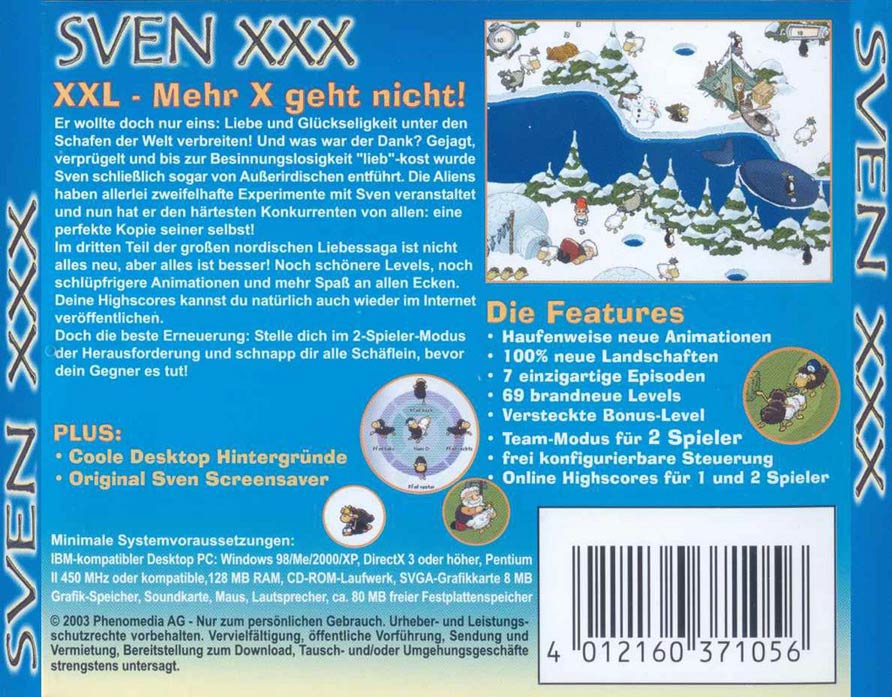 Sven XXX - zadn CD obal