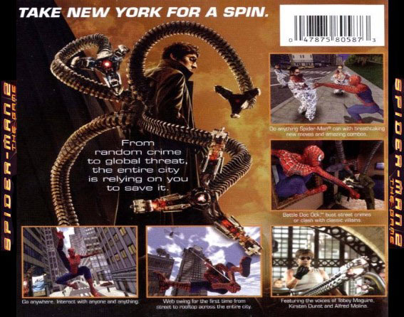 Spider-Man 2: The Game - zadn CD obal