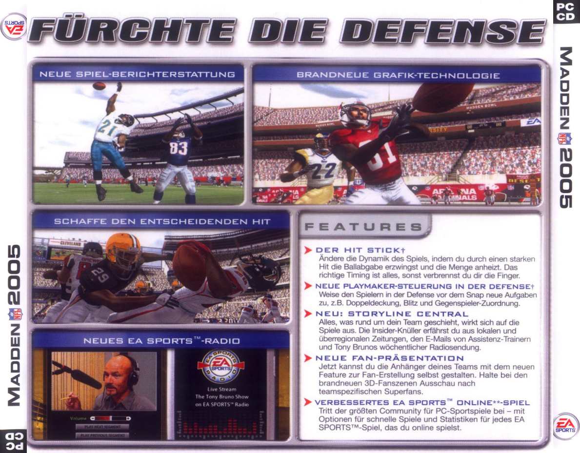 Madden NFL 2005 - zadn CD obal