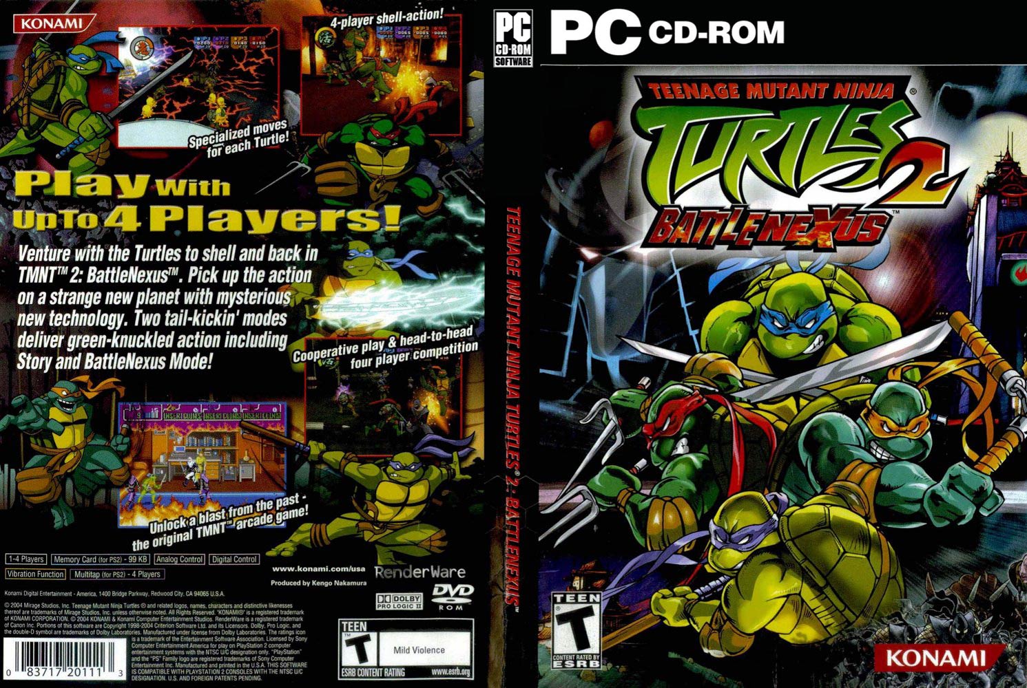 Teenage Mutant Ninja Turtles 2: Battle Nexus - DVD obal