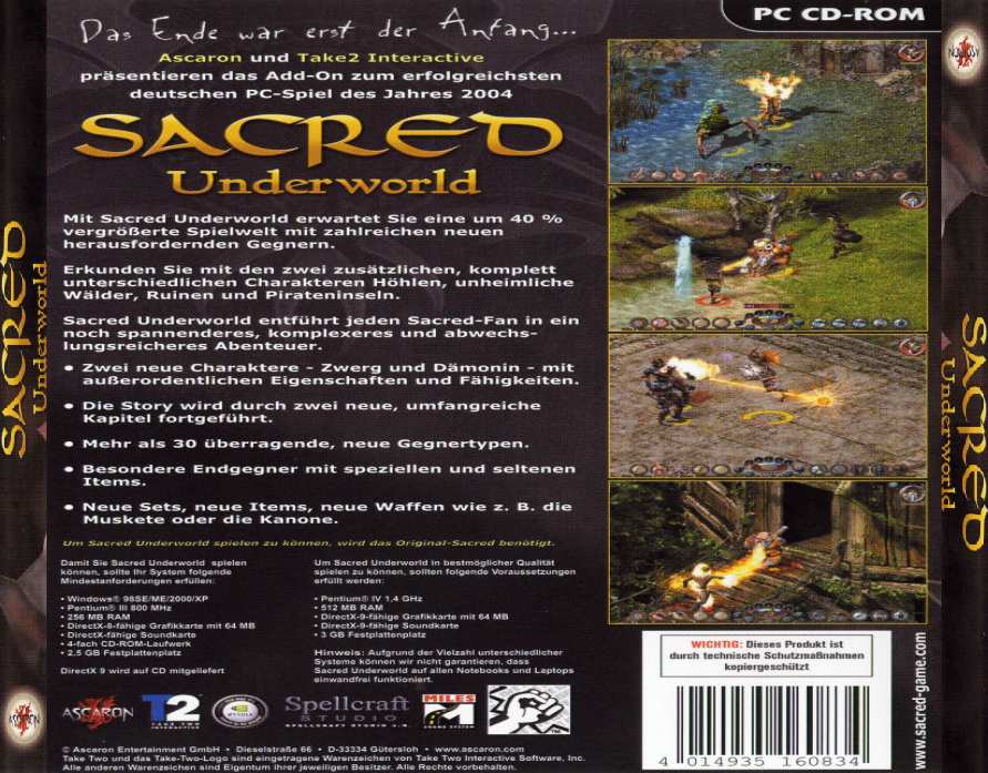 Sacred: Underworld - zadn CD obal