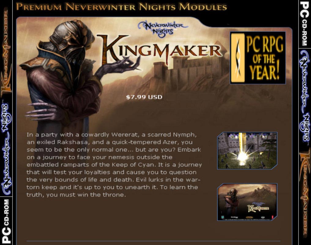 Neverwinter Nights: Kingmaker MOD - zadn CD obal