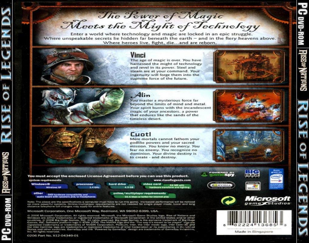 Rise of Nations: Rise of Legends - zadn CD obal
