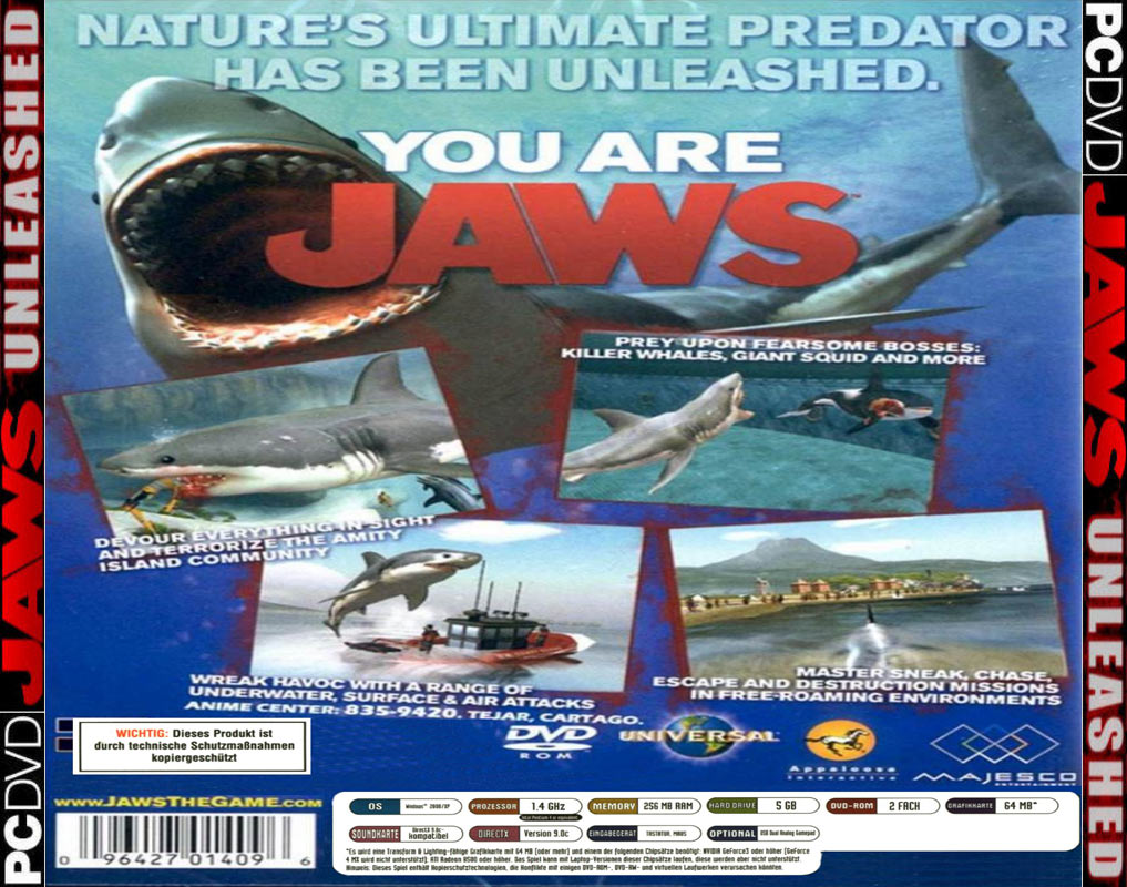 Jaws Unleashed - zadn CD obal