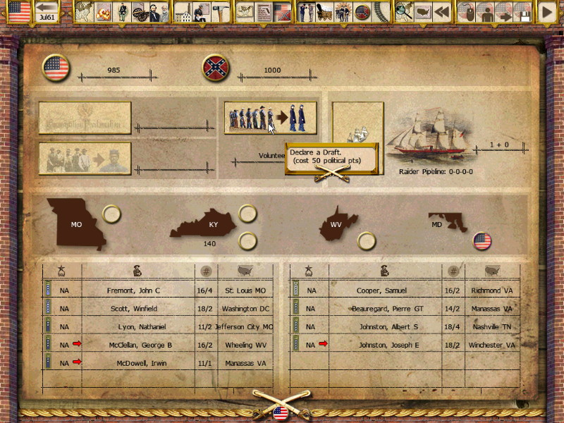 Gary Grigsby's War Between the States - screenshot 2