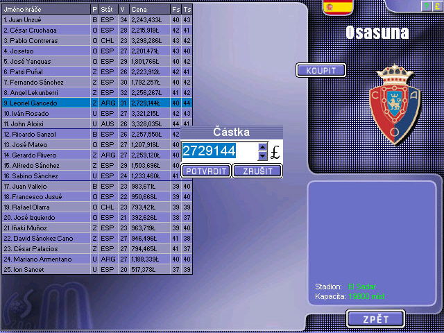 Czech Soccer Manager 2001 - screenshot 7